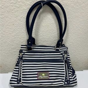 Lily Bloom Navy and White Striped Shoulder Bag